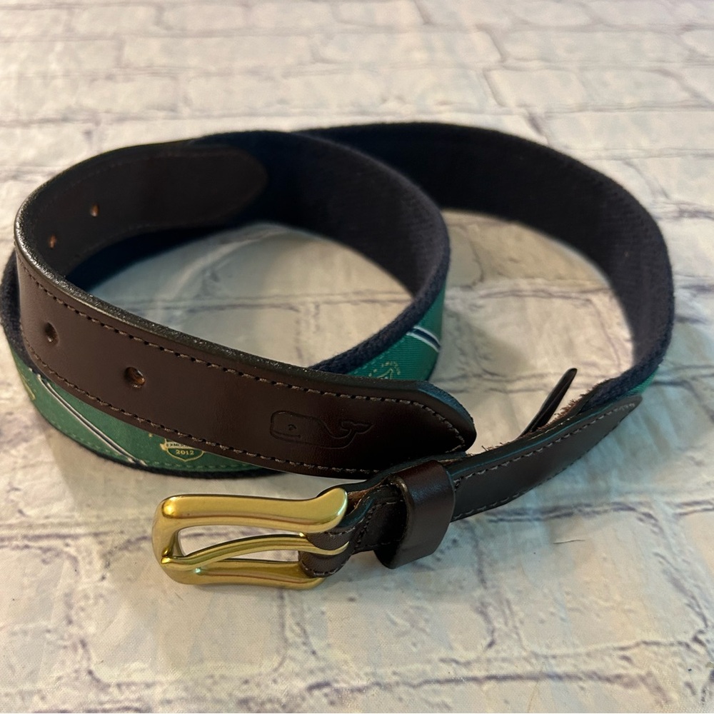 VINEYARD VINES BY SHEP & IAN MENS USA SOLID BRASS BUCKLE WGA (2012) BELT SIZE 34